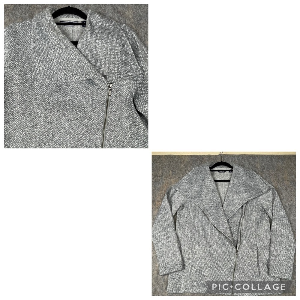 Lands End Fleece Asymmetrical Full Zip Moto Stylish Cozy Sweater Jacket Sz M - Picture 7 of 16